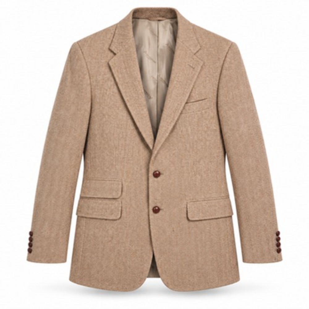 Aquascutum Wool Tweed Blazer Mens 42 Beige Herringbone Vintage Sport Coat